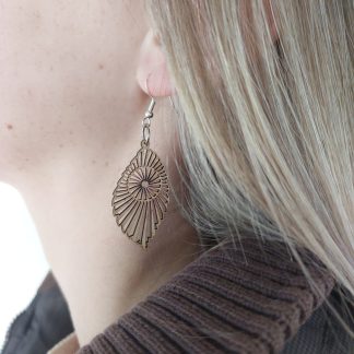 Laser Cut Earrings Radial Pattern Wagon Wheel Hub