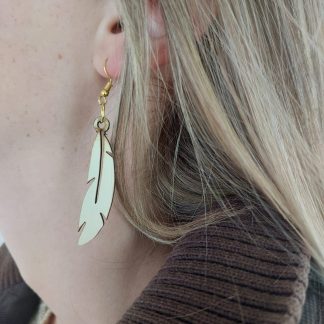 Laser Cut Earrings Feather