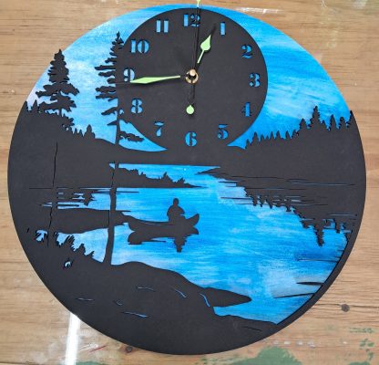 Wall Clock Canoe On River